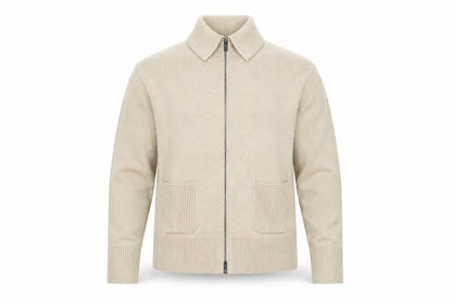 Marks and Spencer Men's Beige Full Zip Cotton Jumper Size M