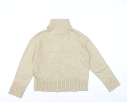 Marks and Spencer Men's Beige Full Zip Cotton Jumper Size M