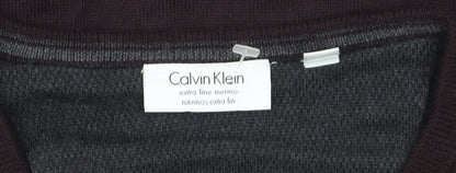Calvin Klein Men's Brown XL V-Neck Merino Wool Jumper