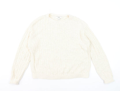 Marks and Spencer Women’s Ivory Cotton Blend Cable Knit Jumper M