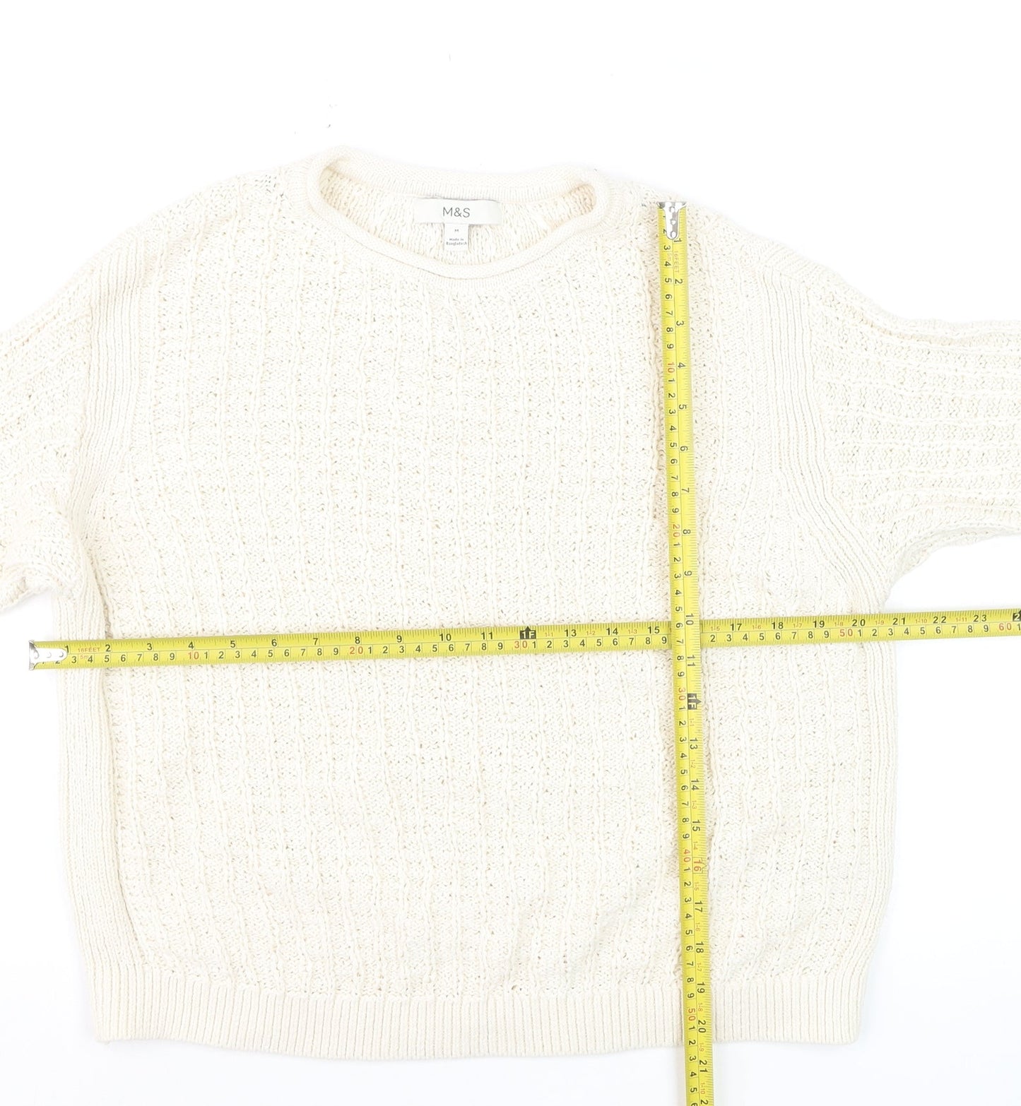 Marks and Spencer Women’s Ivory Cotton Blend Cable Knit Jumper M