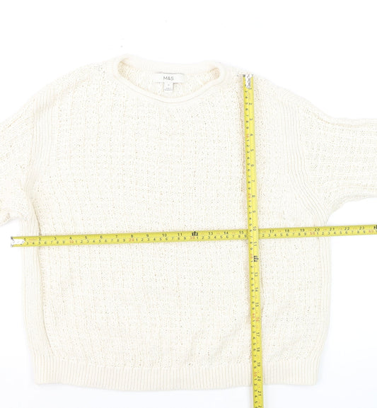 Marks and Spencer Women’s Ivory Cotton Blend Cable Knit Jumper M