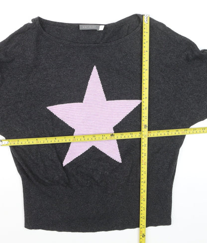 Mint Velvet Women's Grey Star Wool Cashmere Jumper Size S