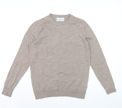 Marks and Spencer Women Beige Size 10 Crew Neck Merino Wool Jumper