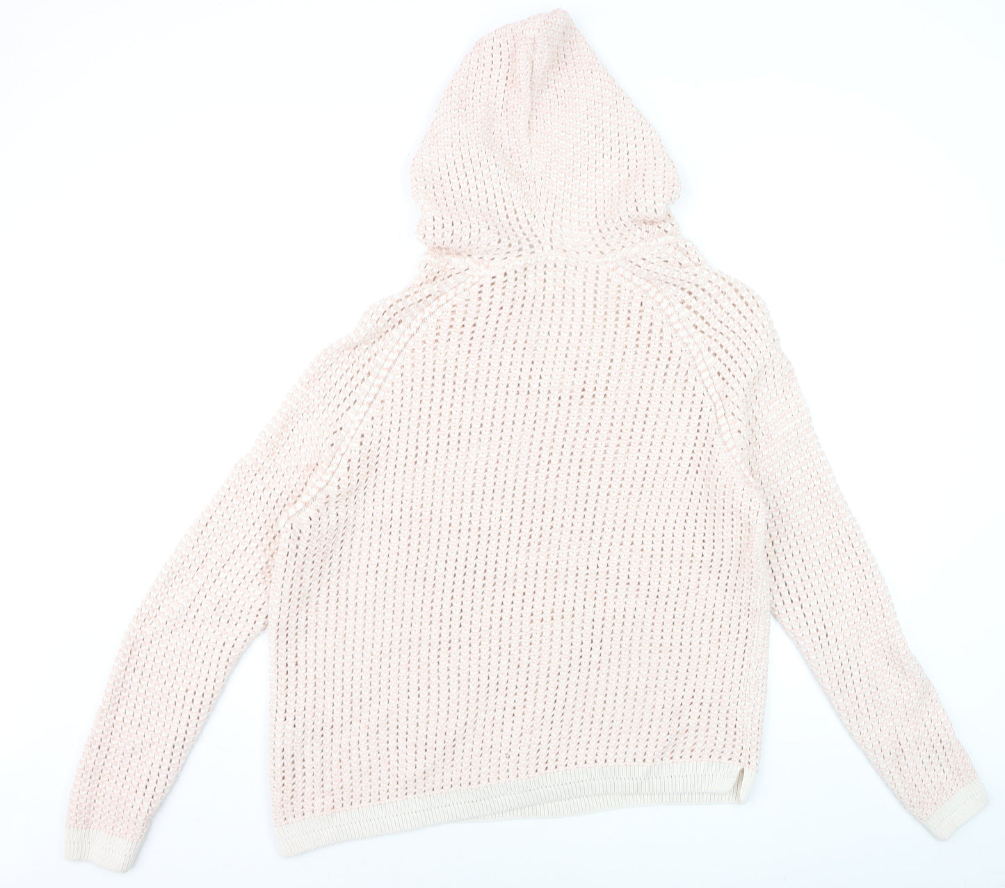 FatFace Women’s Pink Open-Knit Hooded Cotton Jumper UK 18