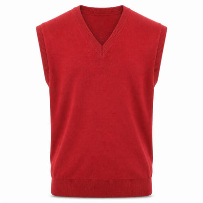 Fletcher Jones Men's Red Wool V-Neck Sleeveless Vest M