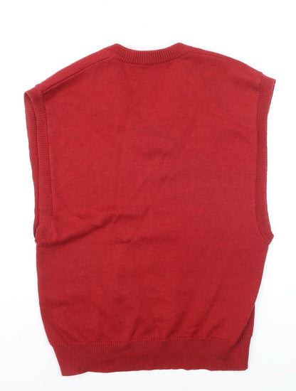 Fletcher Jones Men's Red Wool V-Neck Sleeveless Vest M