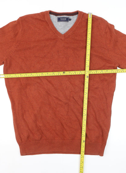 Maine New England Men's Brown V-Neck Cotton Jumper M