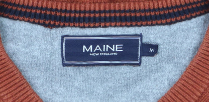Maine New England Men's Brown V-Neck Cotton Jumper M