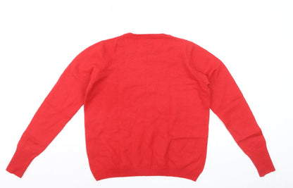 Jigsaw Women's Red Wool Crew Neck Jumper Size M