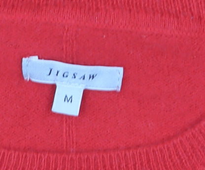 Jigsaw Women's Red Wool Crew Neck Jumper Size M