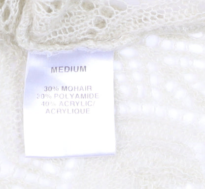 Planet Women's Beige Mohair Blend V-Neck Knit Cardigan Medium