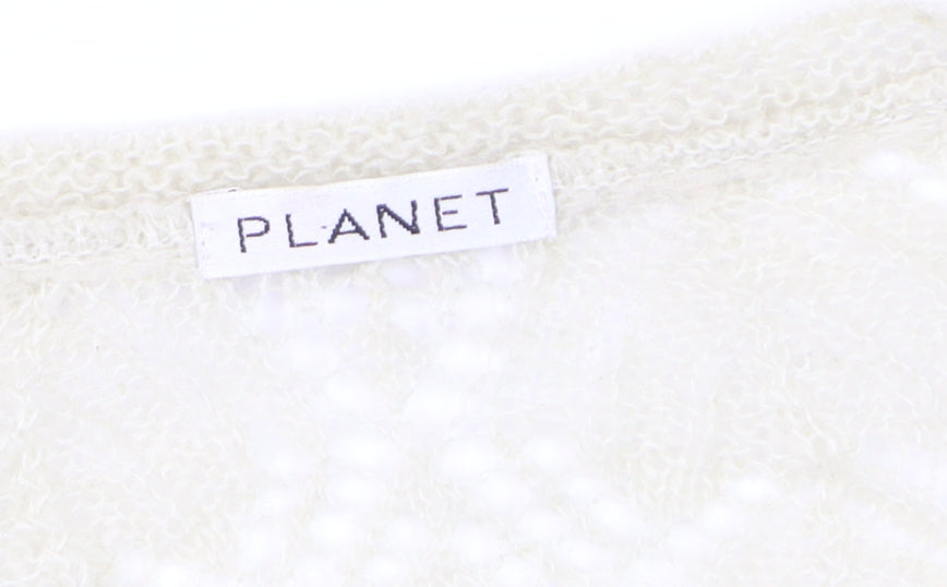 Planet Women's Beige Mohair Blend V-Neck Knit Cardigan Medium