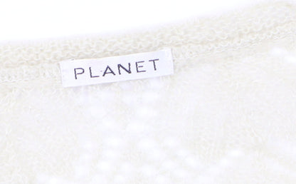 Planet Women's Beige Mohair Blend V-Neck Knit Cardigan Medium