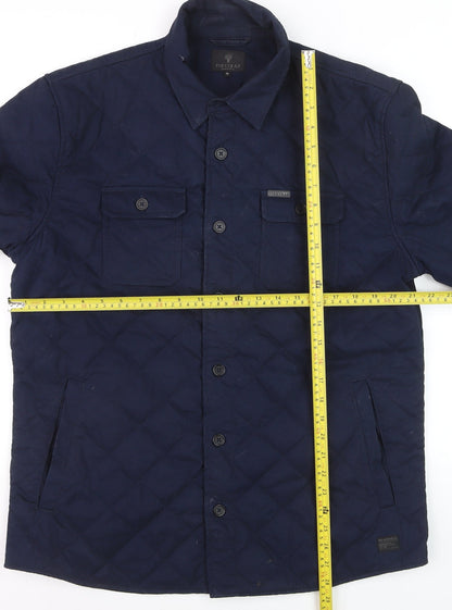 Firetrap Men's Blue Quilted Button-Up Shirt Jacket XL
