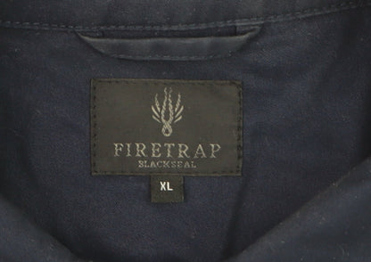 Firetrap Men's Blue Quilted Button-Up Shirt Jacket XL