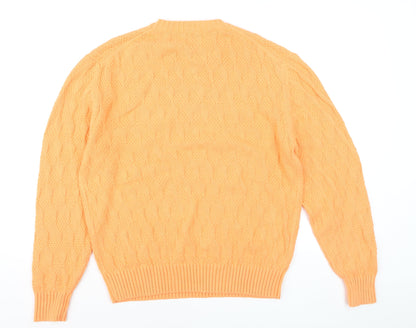 Daniel Cremieux Men's Orange Cotton Cable-Knit Crew Neck Jumper M