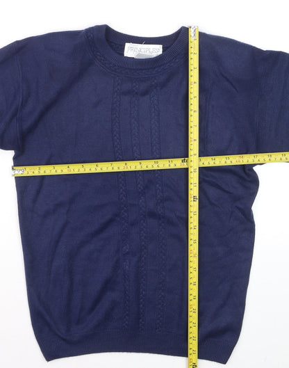 Principles Unisex Blue Acrylic Cable Knit Crew Neck Jumper Size S