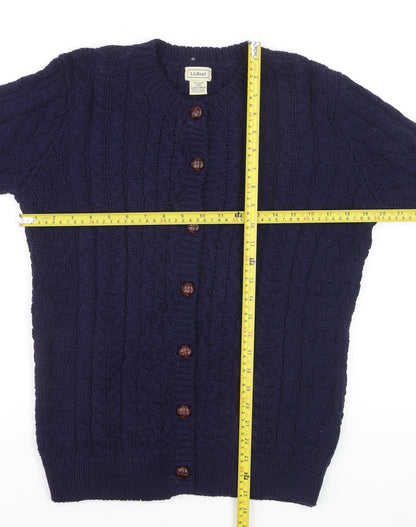 L.L.Bean Men's Blue Cable-Knit Merino Wool Cardigan Size L