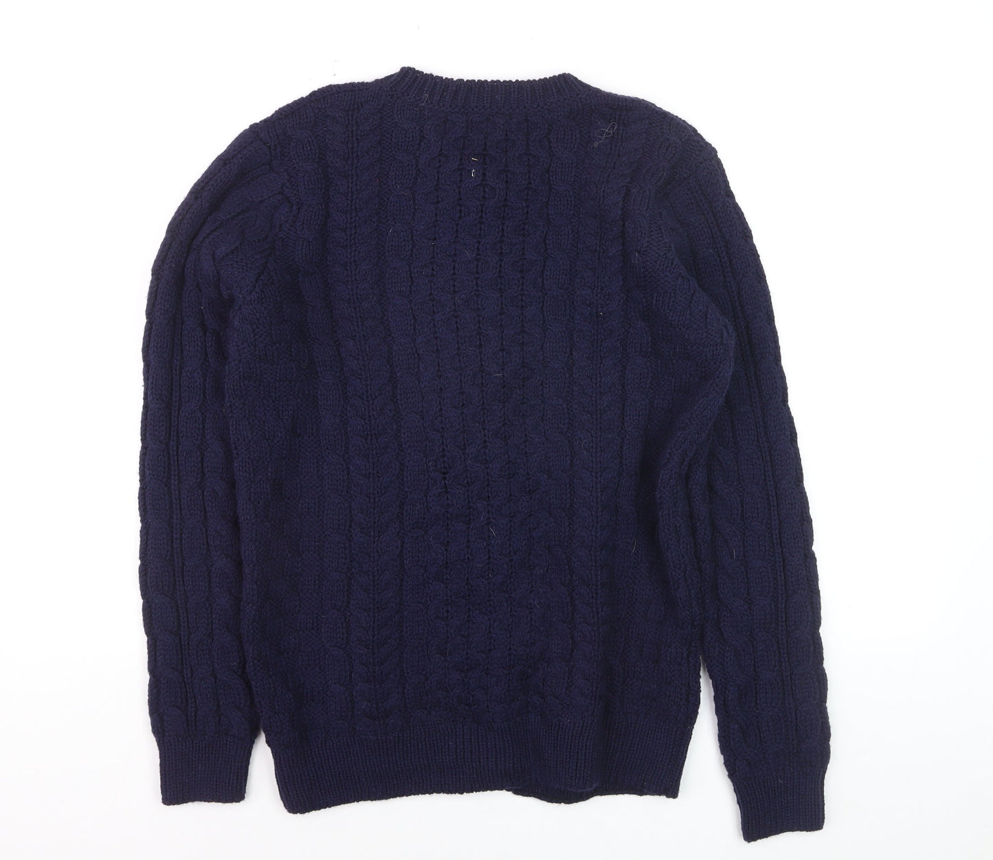 L.L.Bean Men's Blue Cable-Knit Merino Wool Cardigan Size L