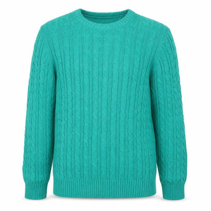 Mountain Lake Men's Green Cable-Knit Cotton Jumper Size L