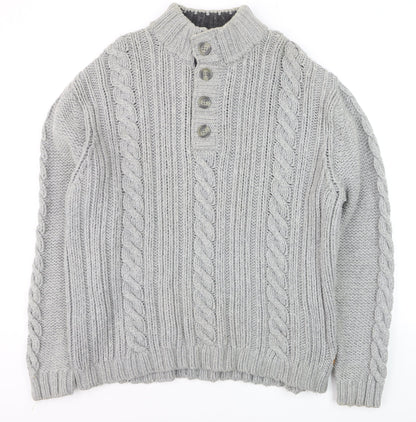 John Rocha at Debenhams Mens Grey 2XL Cable-Knit Henley Jumper