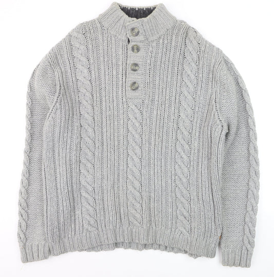 John Rocha at Debenhams Mens Grey 2XL Cable-Knit Henley Jumper