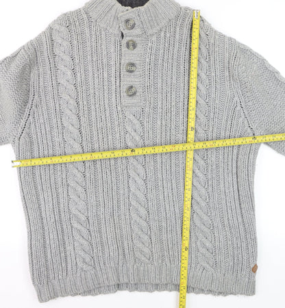 John Rocha at Debenhams Mens Grey 2XL Cable-Knit Henley Jumper