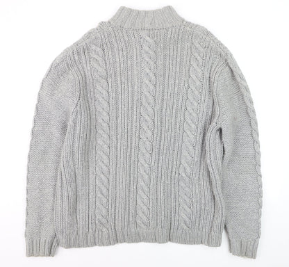 John Rocha at Debenhams Mens Grey 2XL Cable-Knit Henley Jumper