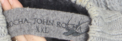 John Rocha at Debenhams Mens Grey 2XL Cable-Knit Henley Jumper