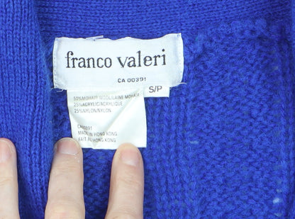 Franco Valeri Womens Blue Mohair Cable Knit Cardigan Size S