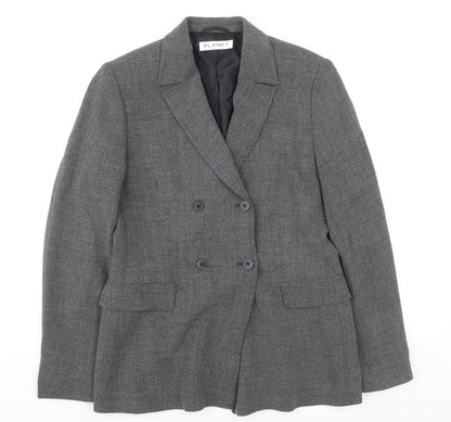 Planet Women Grey Wool Blend Double-Breasted Blazer UK 10