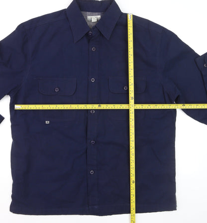 Ocean Coast Men's Blue Cotton Button-Up Long Sleeve Shirt Size M