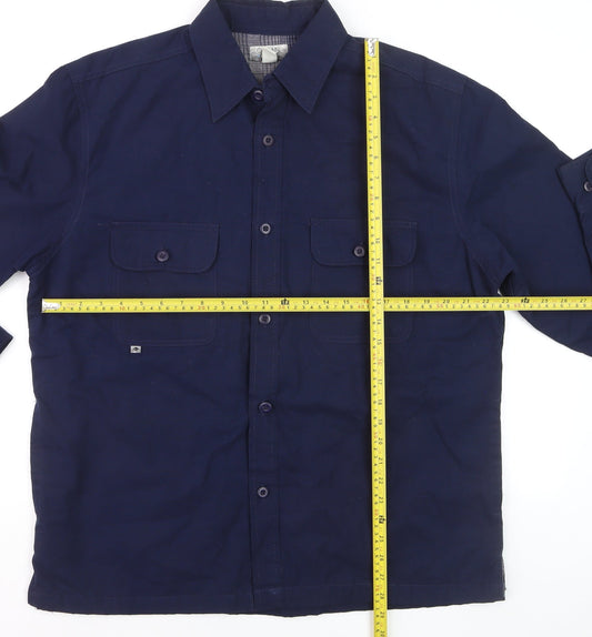 Ocean Coast Men's Blue Cotton Button-Up Long Sleeve Shirt Size M