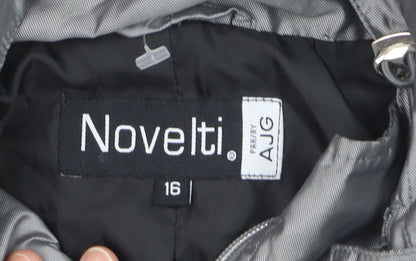 Novelti Women’s Grey Hooded Mid-Length Rain Coat Size 16