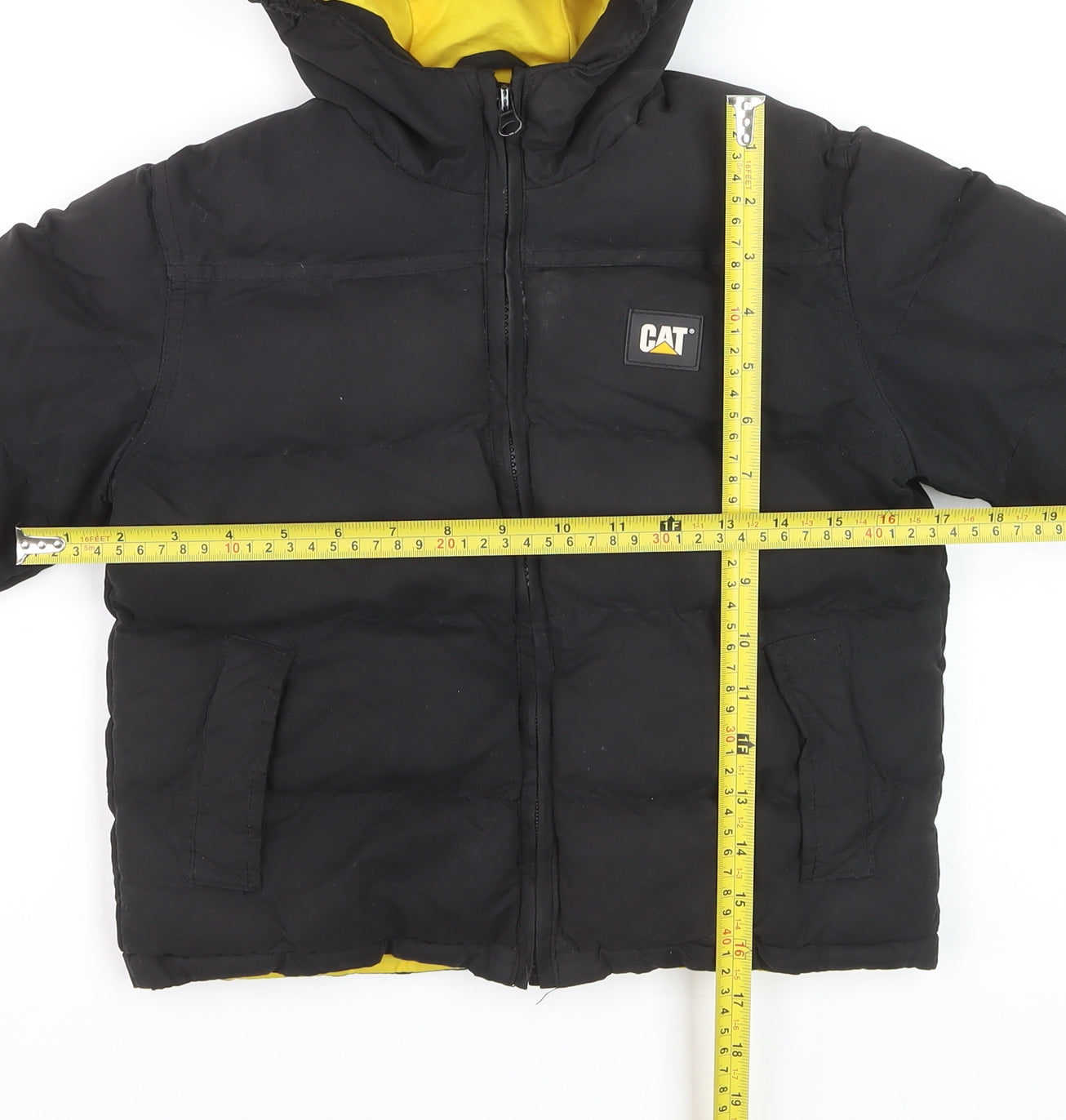 CAT Boys Black Hooded Puffer Jacket 4-5 Years Winter Insulated Coat
