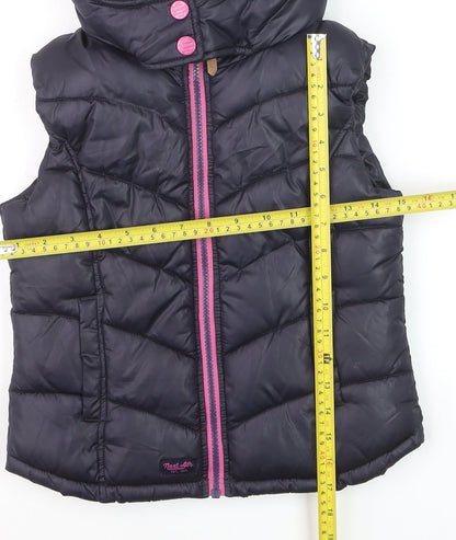 Next Girls Black Hooded Puffer Gilet 9 Years Polyester Lined Waistcoat
