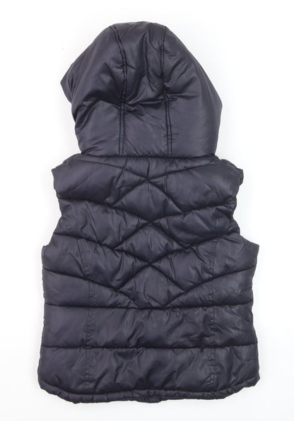 Next Girls Black Hooded Puffer Gilet 9 Years Polyester Lined Waistcoat