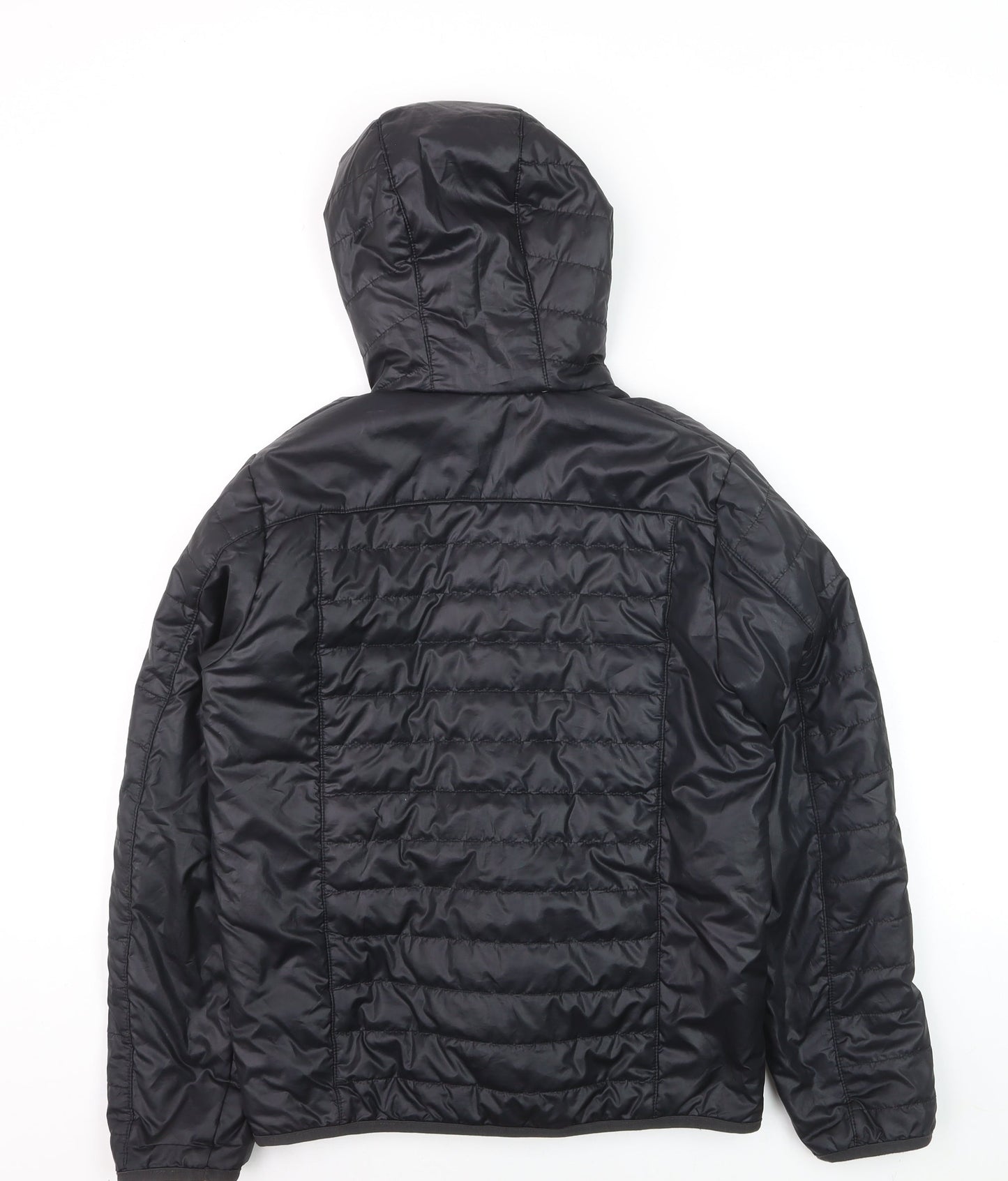 Kipsta Boys Black Hooded Puffer Jacket 12-13 Years Lightweight Full Zip