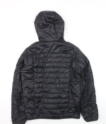 Kipsta Boys Black Hooded Puffer Jacket 12-13 Years Lightweight Full Zip
