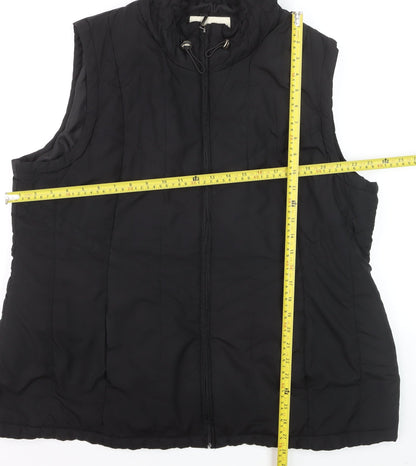 BHS Womens Black Size 22 Lined Puffer Bodywarmer Vest