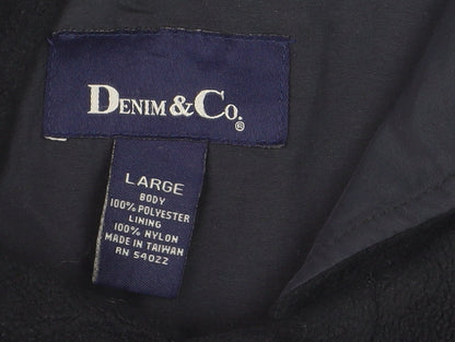 Denim & Co Women’s Black Hooded Fleece Coat Size L Button Front