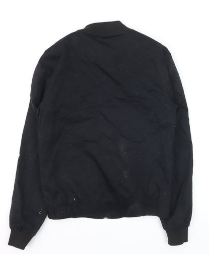 River Island Women's Black Bomber Jacket Size 10 Zip Casual Lined