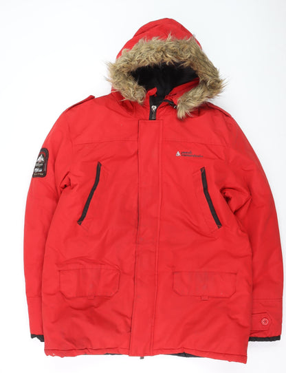Peak Mountain Mens Red XL Waterproof Hooded Parka Jacket