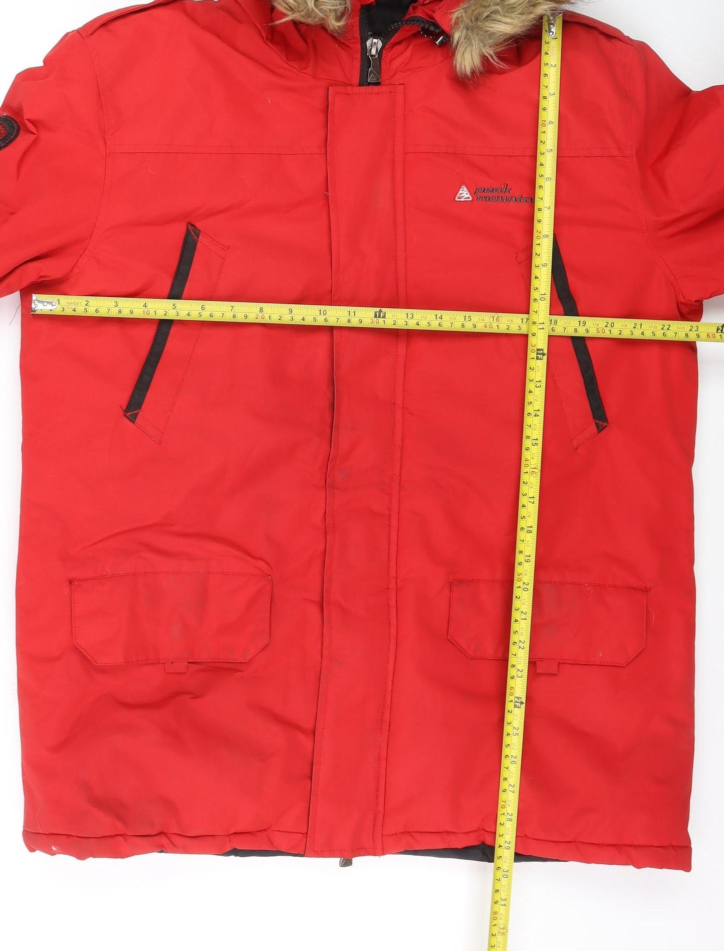 Peak Mountain Mens Red XL Waterproof Hooded Parka Jacket