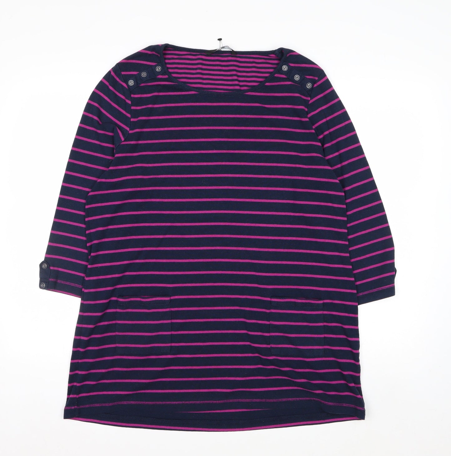 Bm Casual Women's Multicoloured Striped 3/4 Sleeve Jersey Top L