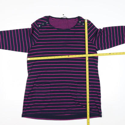 Bm Casual Women's Multicoloured Striped 3/4 Sleeve Jersey Top L