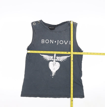 Bon Jovi Women's Black Cotton Tank Top Size 10 Rock Music Tee