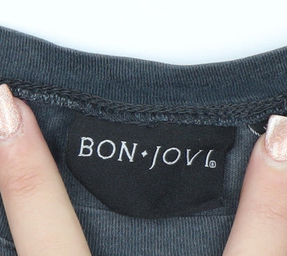 Bon Jovi Women's Black Cotton Tank Top Size 10 Rock Music Tee