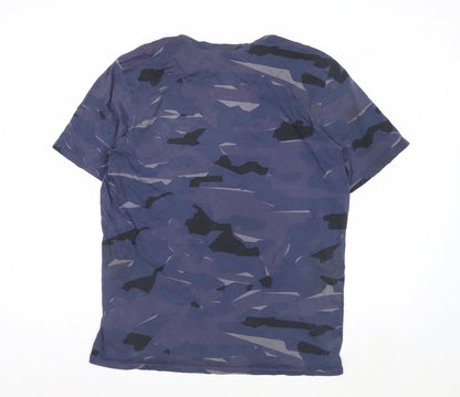 Nike Men's Blue Camouflage Athletic Fit Cotton T-Shirt Size S